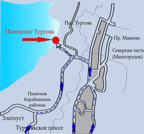 Тургояк карта с отелями